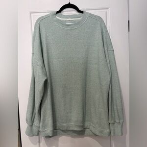 Woman’s Aerie Crewneck Waffle Knit Pullover Sweater - Light Mint